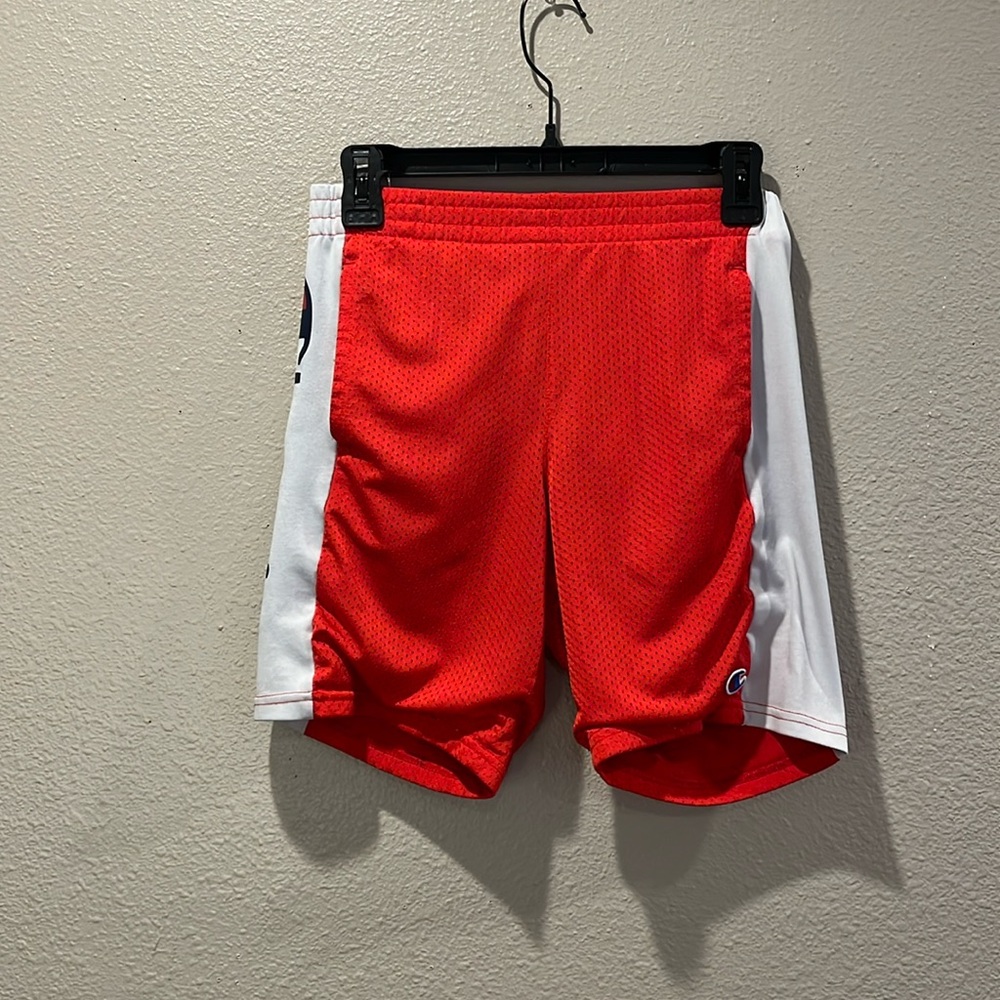 Red & White champion basketball shorts for kids 10-12